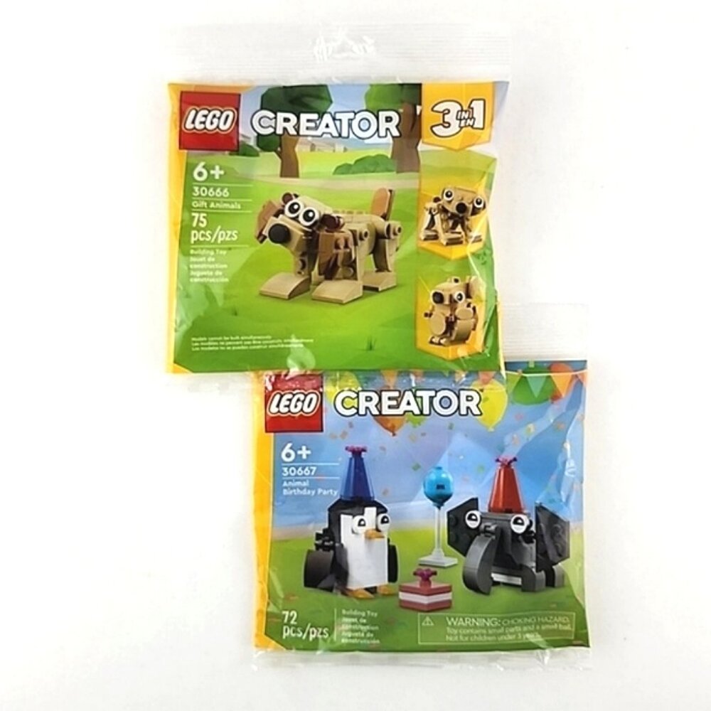 LEGO 2 Sets Creators 6+ Yrs Dog 30666 Penguin Elephant 30667